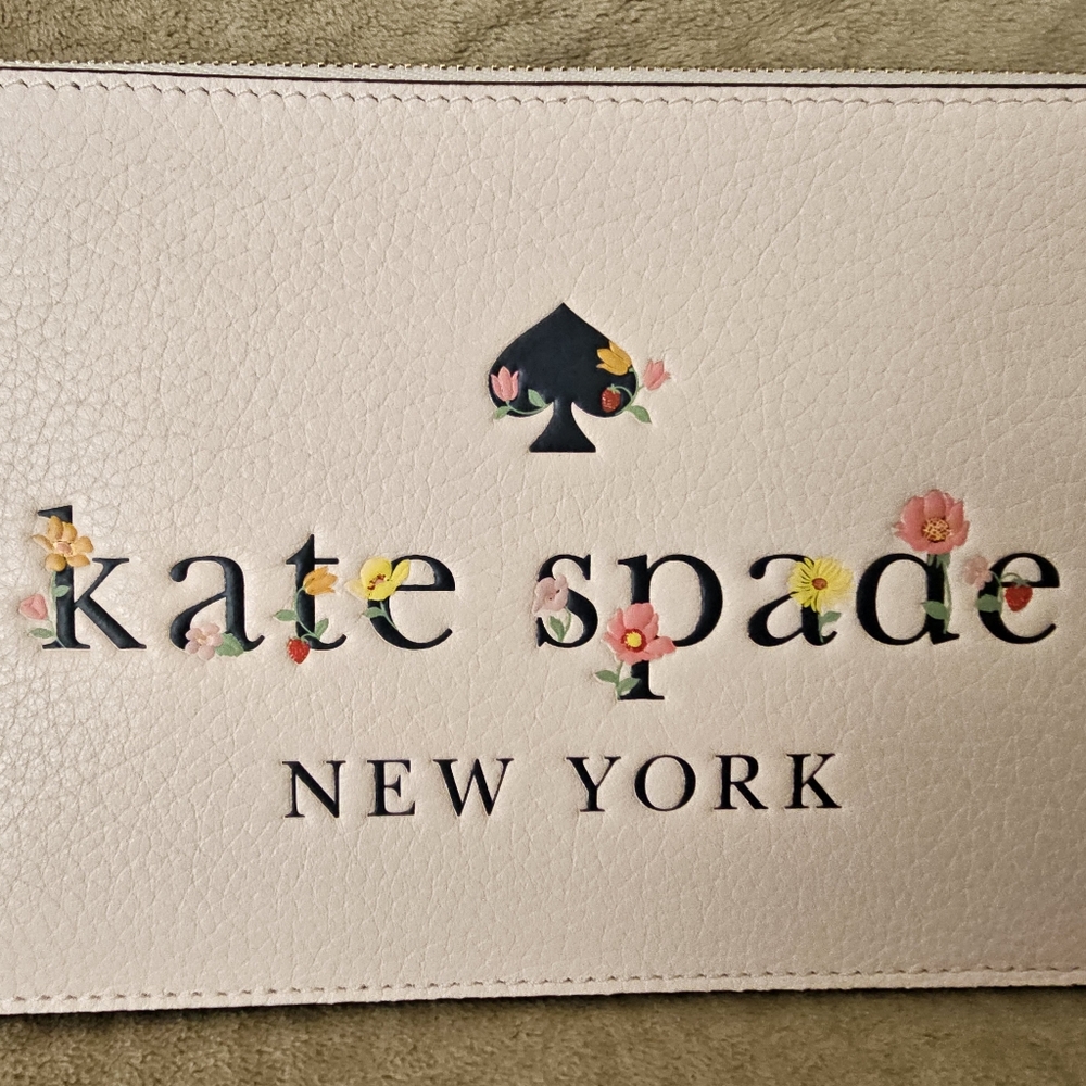 kate spade Zip Wristlet light rose garden logo NWT Rare - Picture 4 of 12